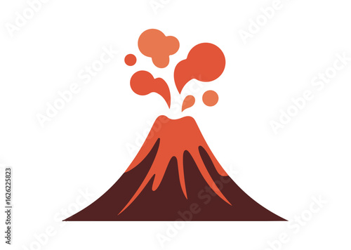 Active volcano eruption Vector Illustration, Volcano Icon