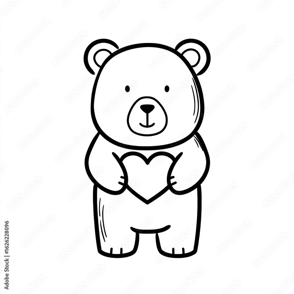 Fototapeta premium Cute bear holding a heart
