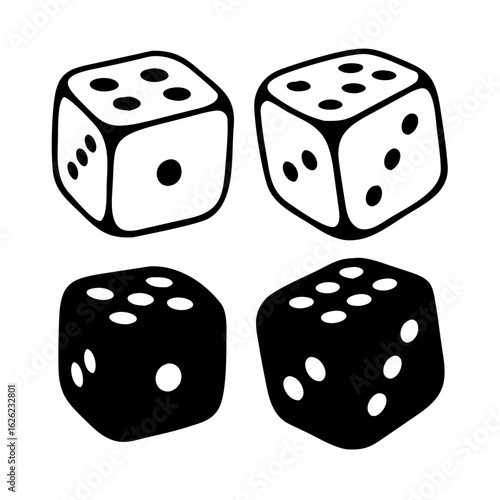 Two Dice Cubes on White Background. Vector icon Illustration