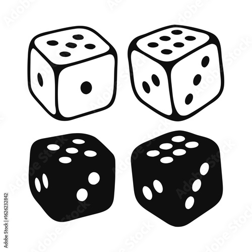 Two Dice Cubes on White Background. Vector icon Illustration
