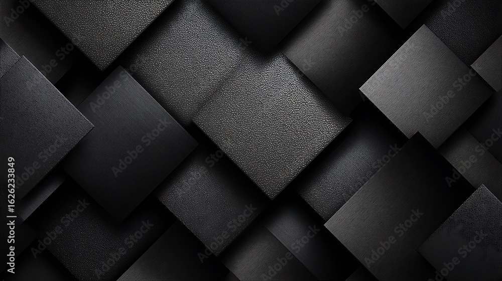 Fototapeta premium Abstract Black Squares Texture Dark Geometric Background