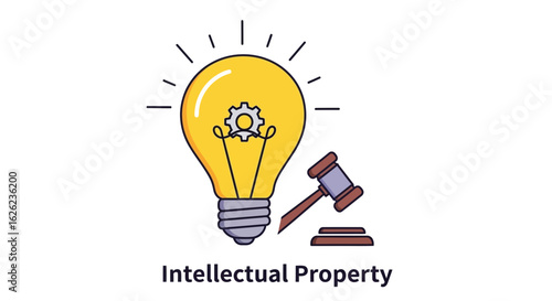 Intellectual Property Protection Concept With Lightbulb And Gavel