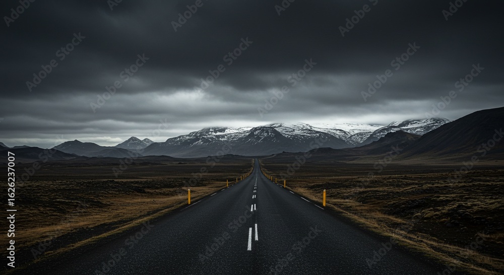 Naklejka premium Empty road leading to mountain range