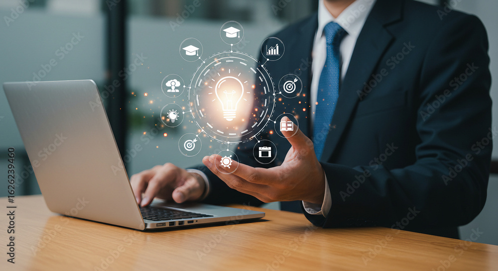 Fototapeta premium Strategic planning with business and technology icons
