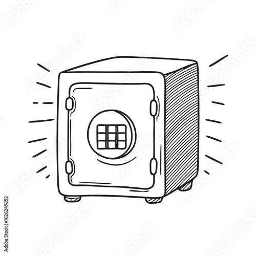 Doodle illustration of a small vault with a keypad lock
