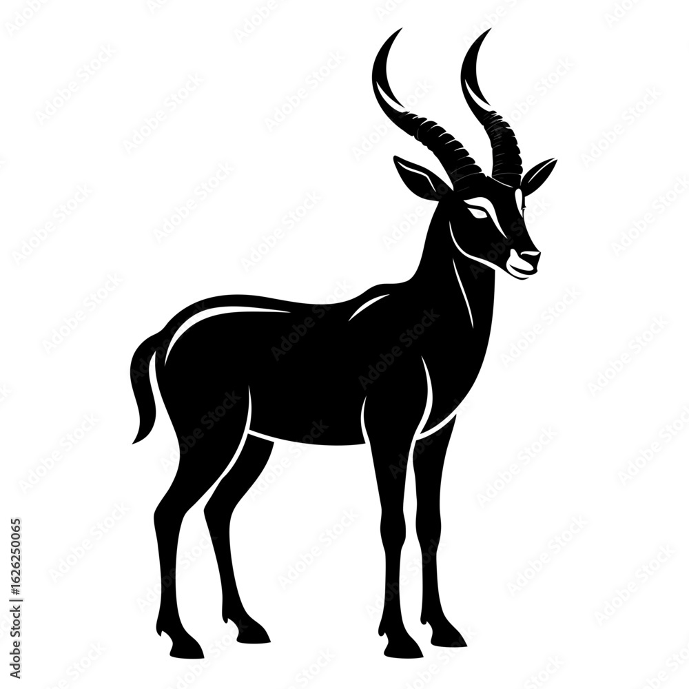 Fototapeta premium Addax vector clean black silhouette design white background