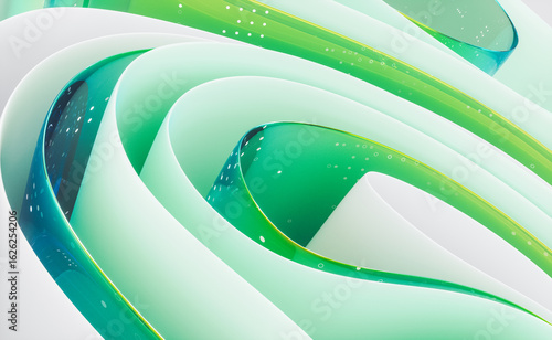 Abstract transparent layered crystal glass with white paper. digital document concept. 3d rendering