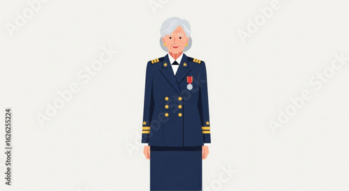 Senior Female Military Officer in Navy Uniform Illustrating Leadership and Service