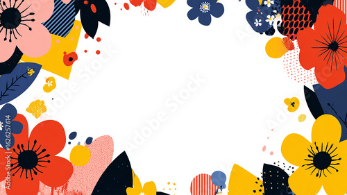 Floral Composition with Bold Colors and Abstract Shapes made with generative AI