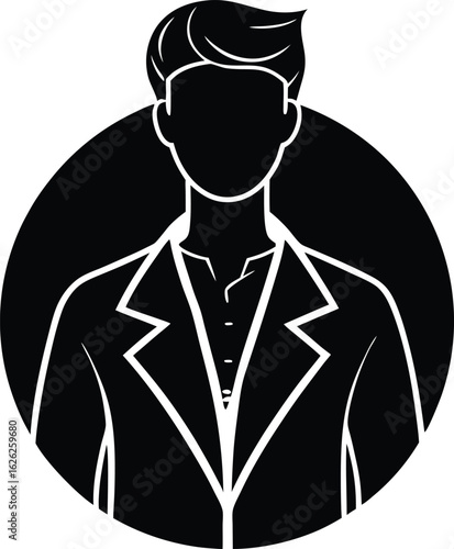 black silhouette a scientist on white background.eps
