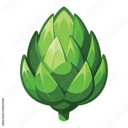 A small, tender artichoke with its leaves tightly closed, a clean and healthy vegetable, perfect food.