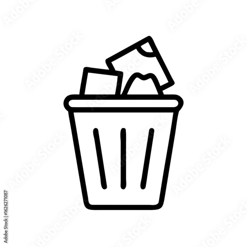 Flat Design Overflowing Trash Bin SVG Vector Icon