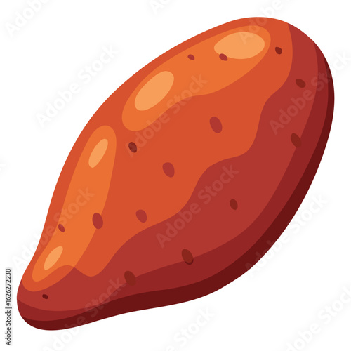 A sweet potato with its reddish-brown skin, smooth and clean, a delicious and healthy vegetable.