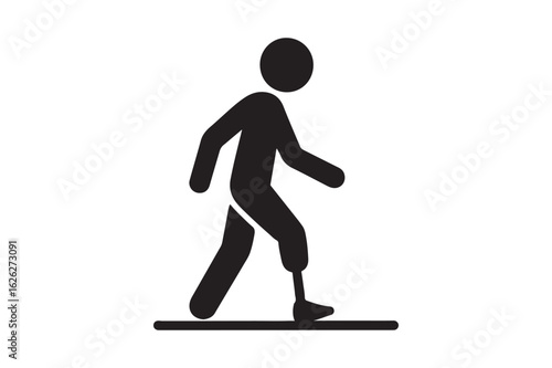 Prosthetic leg silhouette vector art illustration on white background