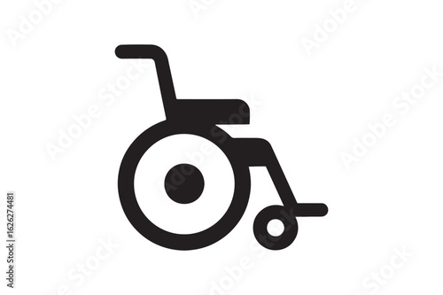 Wheelchair mobility aid silhouette vector art illustration on white background
