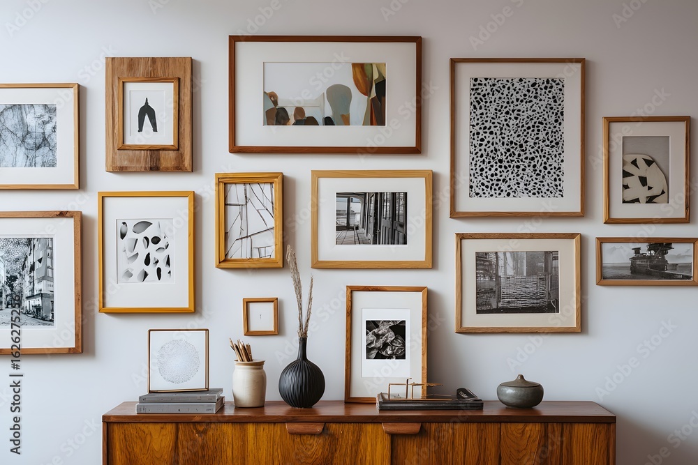 Fototapeta premium Gallery Wall with Various Framed Prints
