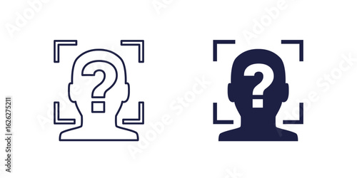 facial recognition icons, biometric face scanning, unknown user line design