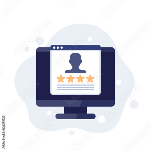 employee review, HR software flat vector design