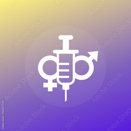 hormone therapy vector icon with a syringe