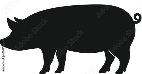 Sleek black pig silhouette artfully crafted for modern farm designs and graphic projects, perfect for branding, logos, or rustic home decor accents today