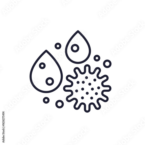waterborne bacteria line icon on white