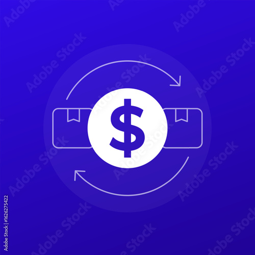 Wholesale vector icon with boxes, selling of goods in large quantities