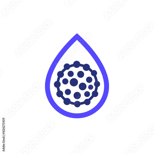 waterborne bacteria icon, pathogen in water