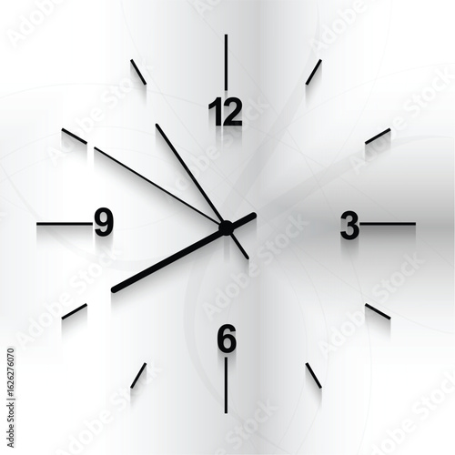 Minimalist Black and White Wall Clock Vector Illustration for Business, Time Management, Deadline, Schedule, and Abstract Technology Background.