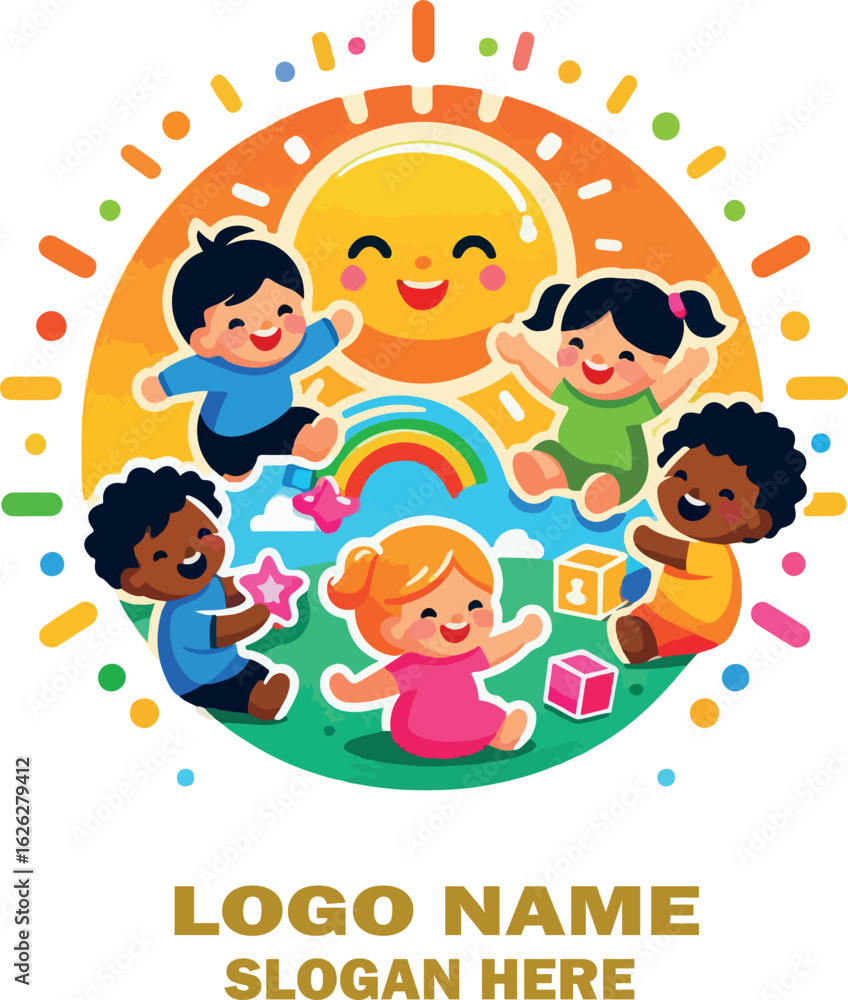 Kids logo icon vector white background . Kids logo icon vector white background .