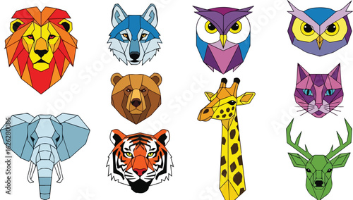 Geometric animal portraits collection