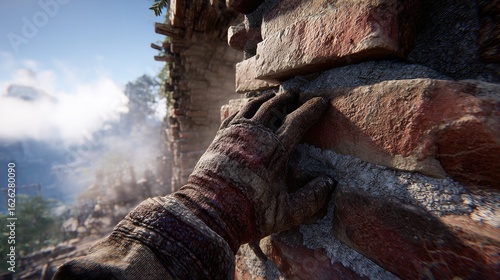 Wallpaper Mural Closeup Of Damaged Hand Grimy Wall Ruins Torontodigital.ca