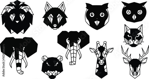 Geometric animal portraits graphic design