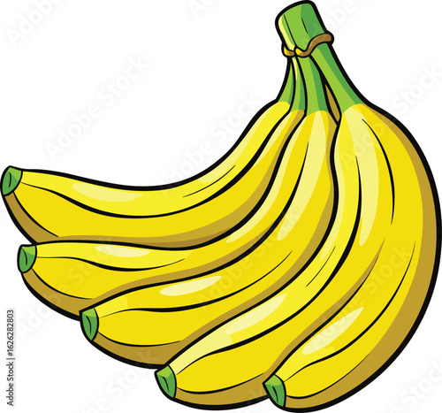 Yellow Banana Bunch Clipart – Cartoon Fruit Illustration PNG Download