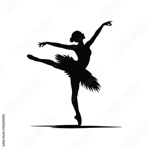 Elegant silhouette of a ballerina performing a graceful ballet pose