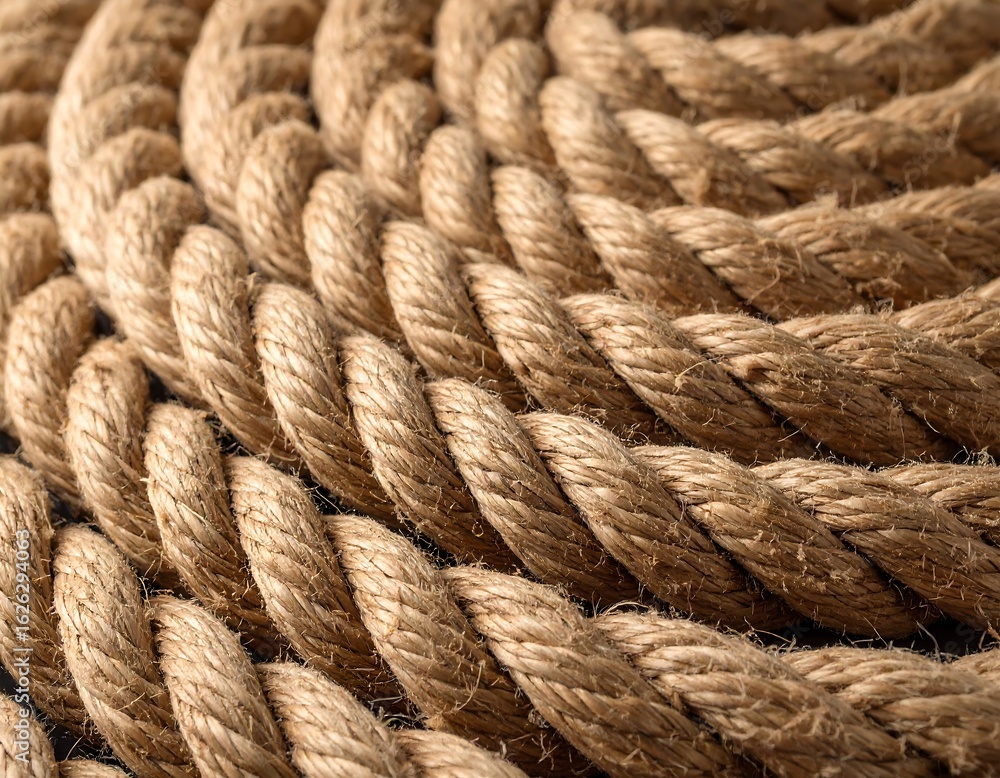 Detailed textural presentation of a spiral nautical rope arrangement design element Detailed textural presentation of a spiral nautical rope arrangement design element