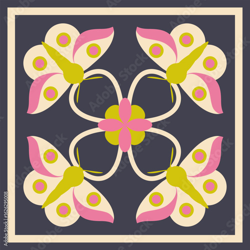 Elegant Butterfly Tile – Pastel Retro Ornament