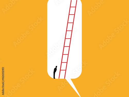 businessmen have steps leading up from speech bubbles