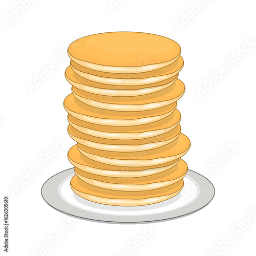National Pancake Day. A pile of pancakes on a plate. Vector illustration