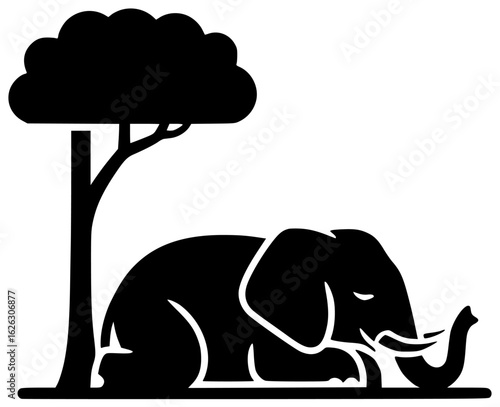 Elephant walking alone and playing with friends running in the wild drinking from a river eating leaves from a tree sleeping in a shady spot roaming in the savannah interacting with a bird taking