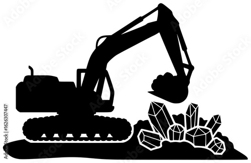 Excavator digging deep into the earth and moving heavy rocks lifting large trees clearing land for construction demolishing old buildings excavating minerals digging trenches for pipes removing snow 