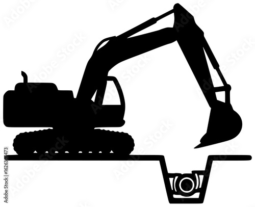 Excavator digging deep into the earth and moving heavy rocks lifting large trees clearing land for construction demolishing old buildings excavating minerals digging trenches for pipes removing snow 