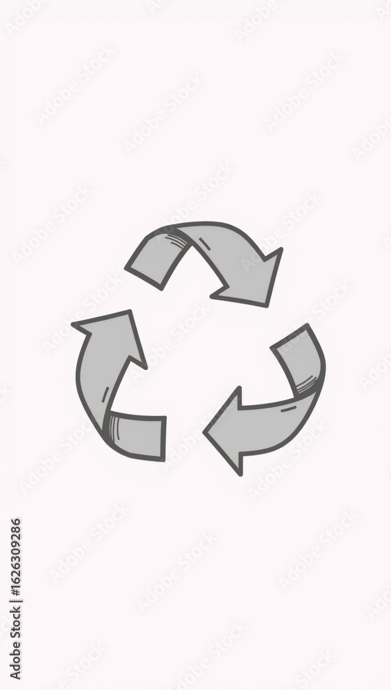 Fototapeta premium Ok Minimalist white-background doodle of a recycling symbol icon