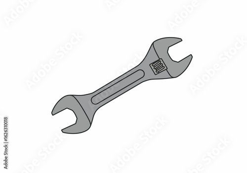 Adjustable wrench poised on white ready for a task