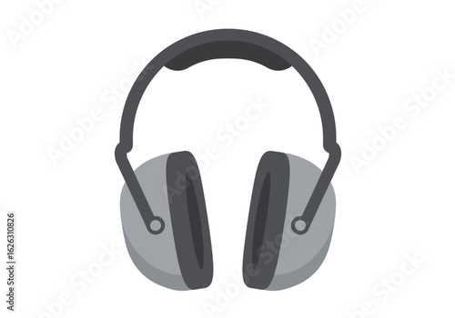 Overear gray muffs designed to protect from noise