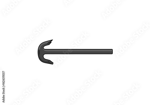 Gray crowbar illustration pointing left isolated on white