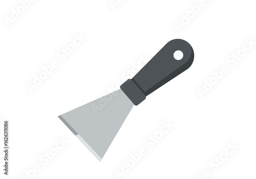 A grayscale palette knife tool with a dark handle and a gray angled blade