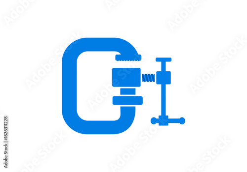 A blue vise clamp ready for action