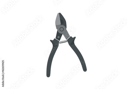 Steeljawed tool opens like a mechanical mouth poised on white