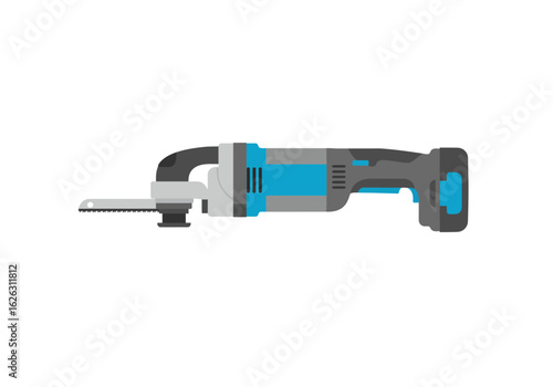Precise tool A gray  blue saw sharp teeth glint power poised for meticulous cuts