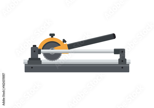 Tile saw ready to cut with a round blade  long handle